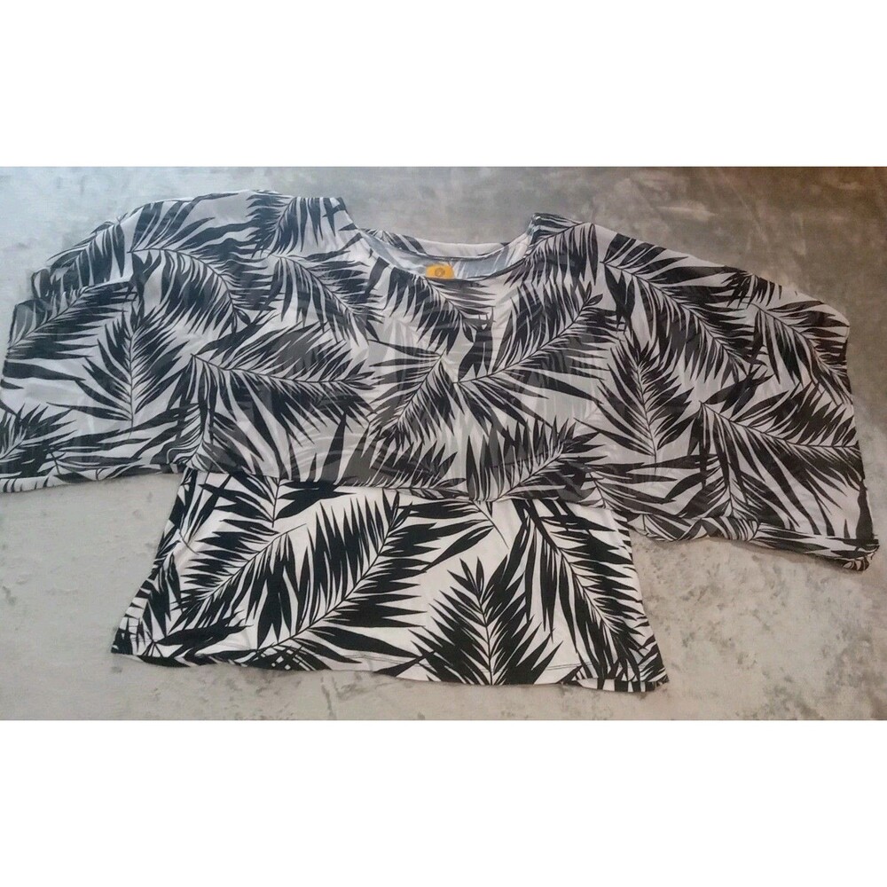 Ruby Rd  Blouse 3x Black White  Palm Leaves Pull Over Pull Over